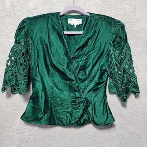 Vintage Cloak of Many Colors Liberty Lucrezia Green Velvet Top &‎ Skirt Size 12